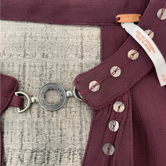 Free People Young Love Embellished Top Plum/Purple color size Small - Picture 4 of 11